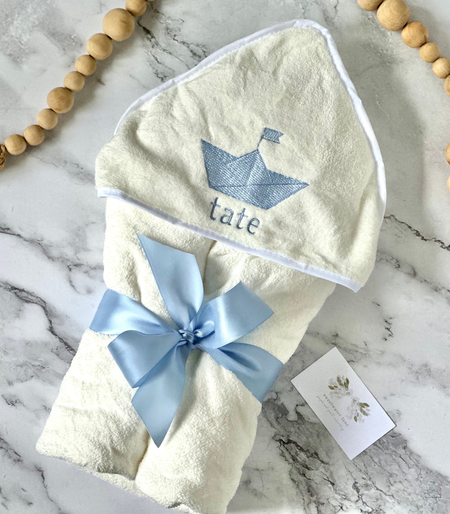 Paper Boat Hooded Towel