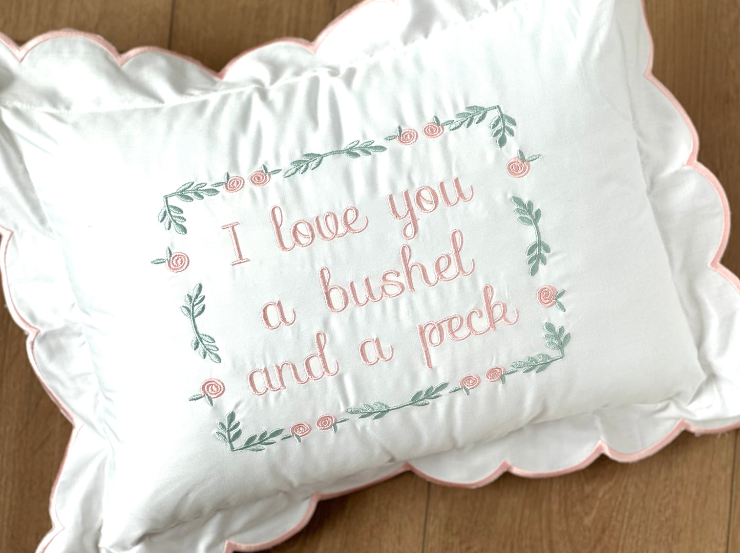 Scalloped Pillow Cover with Floral Border