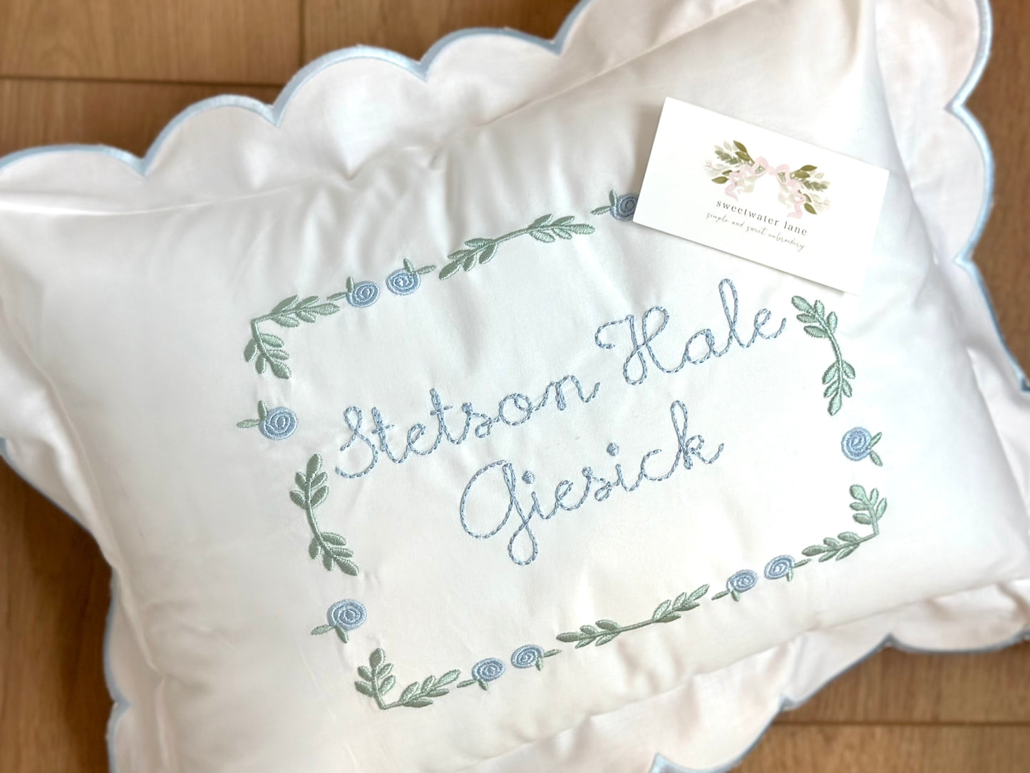 Scalloped Pillow Cover with Floral Border