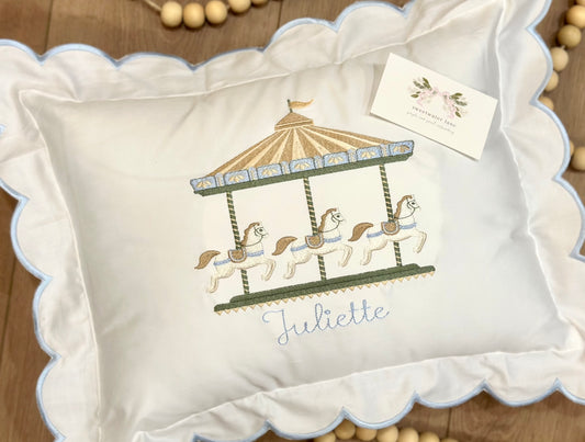 Scalloped Pillow Cover with Carousel